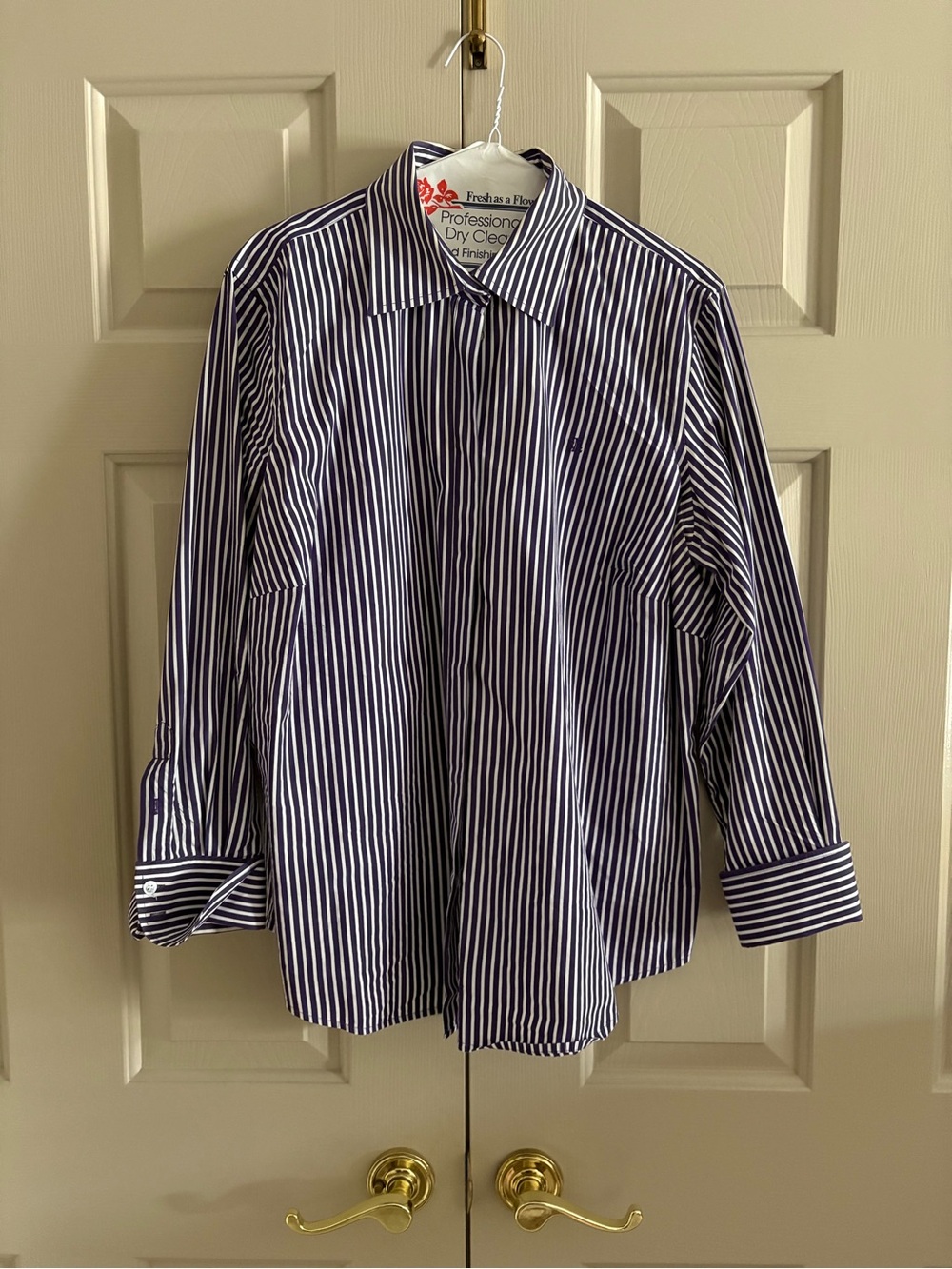 Lauren Ralph Lauren purple and white striped shirt